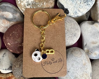 Panda Keychain: Personalized Initial & Birthstone Charm