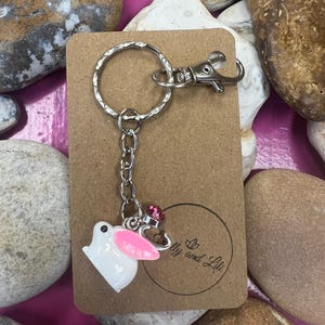 Rabbit Personalised, keychain Bunny, Animal Keyring, Alphabetical Initial, Birthstone Charms, Rabbits Zipper , Bunnies Initials, Personalise