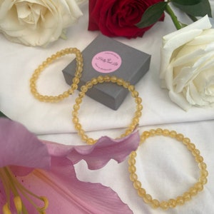 Citrine Crystal Gemstone Bracelet: Gold, Optimism, Confidence (6-9 inch)