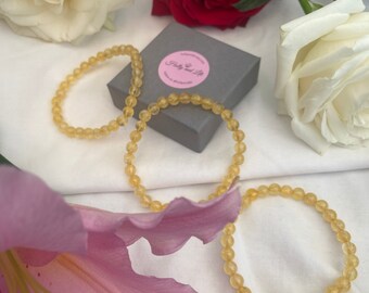 Citrine Crystal Gemstone Bracelet: Gold, Optimism, Confidence (6-9 inch)