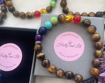 Gemstone Chakra Bracelet: Adjustable Healing Crystal Bracelet