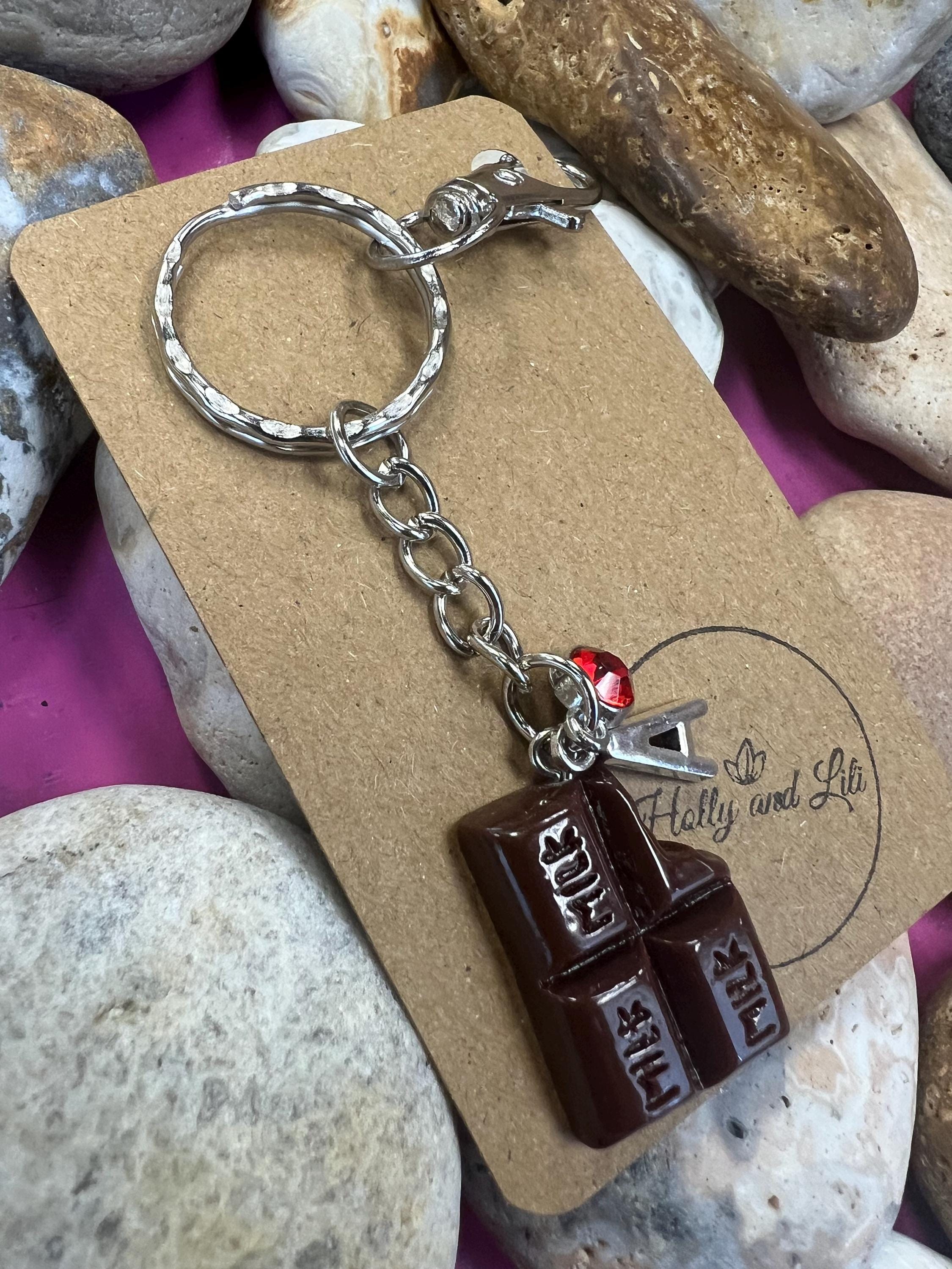 Personalized Chocolate Bar Keychain: Initial & Birthstone Charm - Etsy