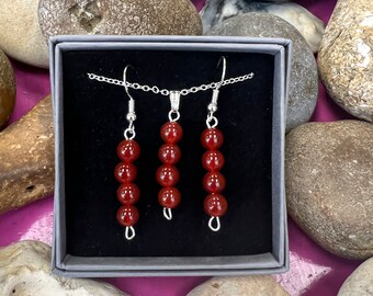 Carnelian Crystal Earrings Set: Sterling Silver July Birthstone Jewelry