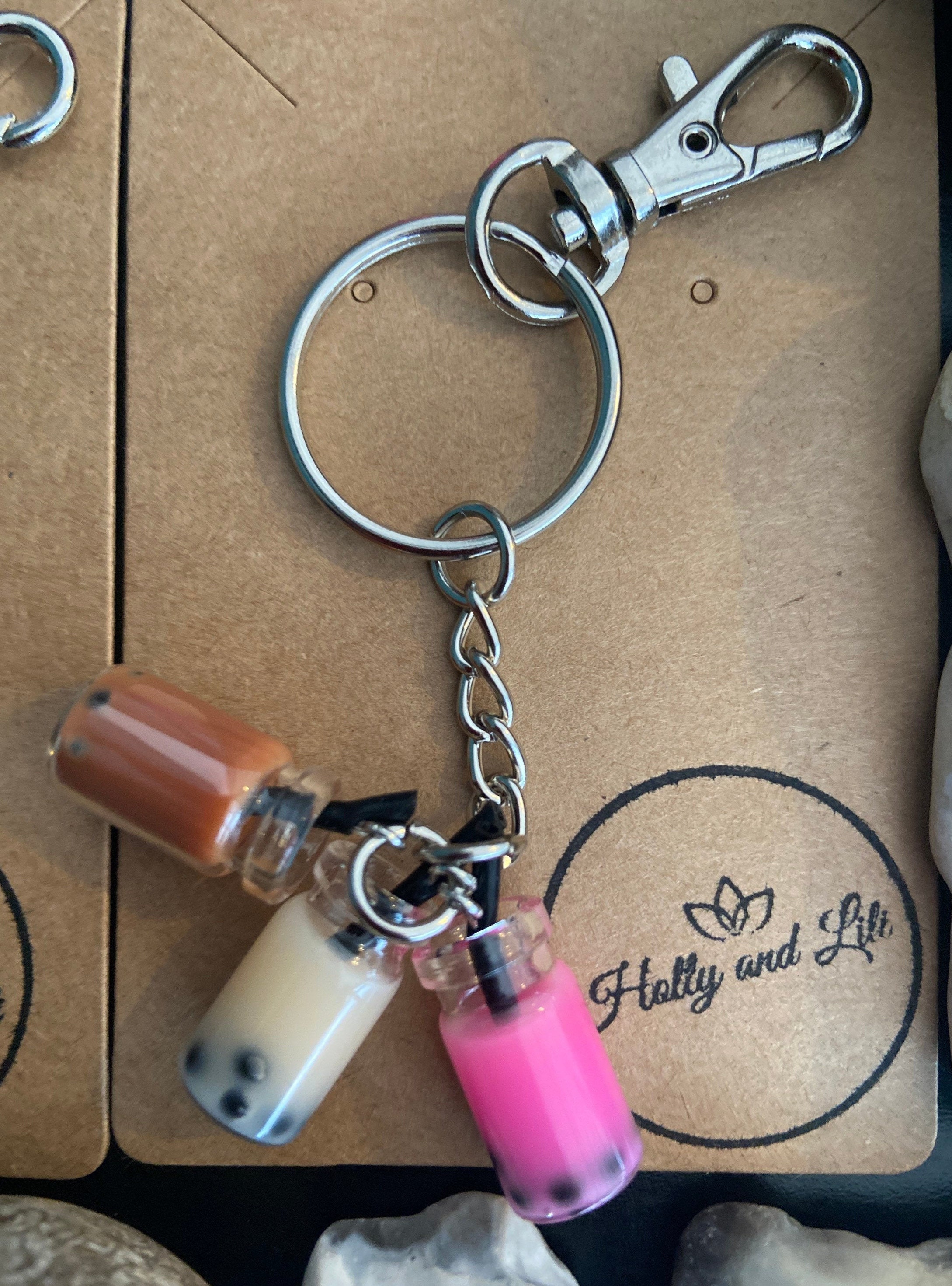 Bubble Tea Novelty Keyrings triple charm keyring with Hook Etsy