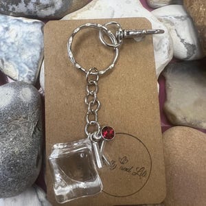 Ice Cube Keychain: Personalized Alphabet Initial & Birthstone Charm
