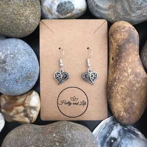 Heart Style Love You Earrings, Personalised Heart Earrings, Slanted Heart, Antique hearts earrings, Heart Earrings, Love Hoops, Lover Gifts