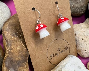 Mini Mushroom Earrings, Shroom Earrings, Toadstool, Mushys, Novelty Cute  Mushrooms, 925 earrings, hoop earrings, clip on, novelty earrings