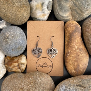 Tree Of Life Heart Earrings, Personalised Earrings, Tree Of Life Earring Hoops, Tree Of Life Gifts, Love Earrings, Friendship Earrings Gifts