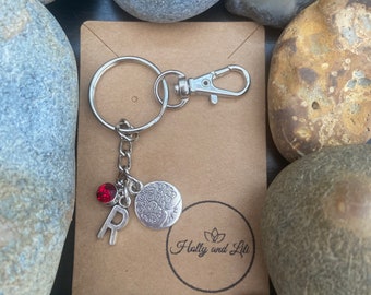 Gemszoo Personalized Tree Of Life Keychain With Birthstone & Photo Engraving - Custom Name Key Ring For Men & Women - 22" Leather Chain Included - View #7