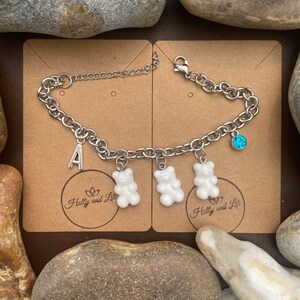 Gummy Bear Charm Bracelet: Initial & Birthstone Bracelet