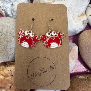 Crab Earrings, Personalised Crab Hooks, Seafood Earrings, Crabs Earring, Animal Earrings, Novelty Crab Gift, Fantasy Crabs Earrings