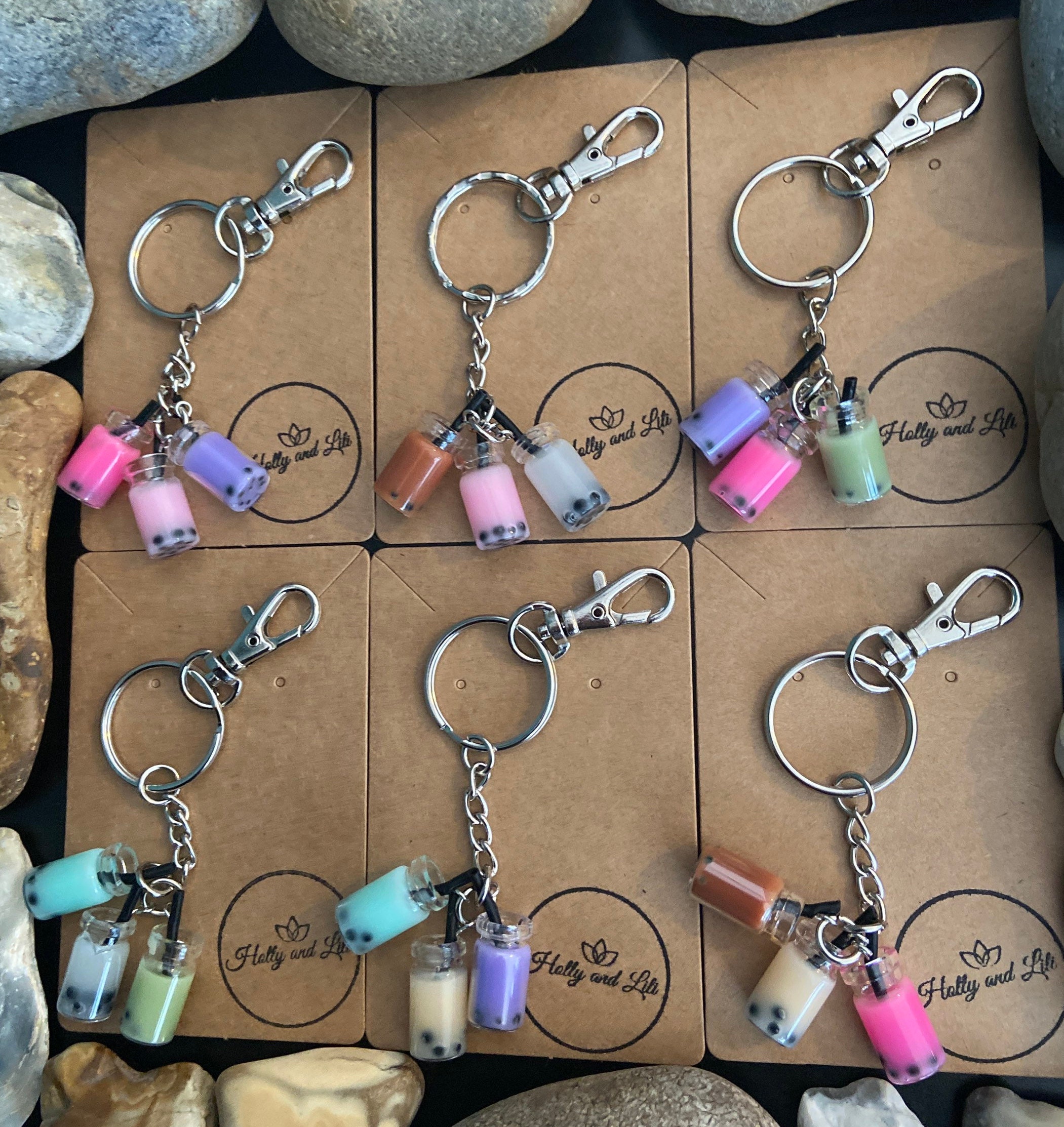 Bubble Tea Novelty Keyrings triple charm keyring with Hook Etsy