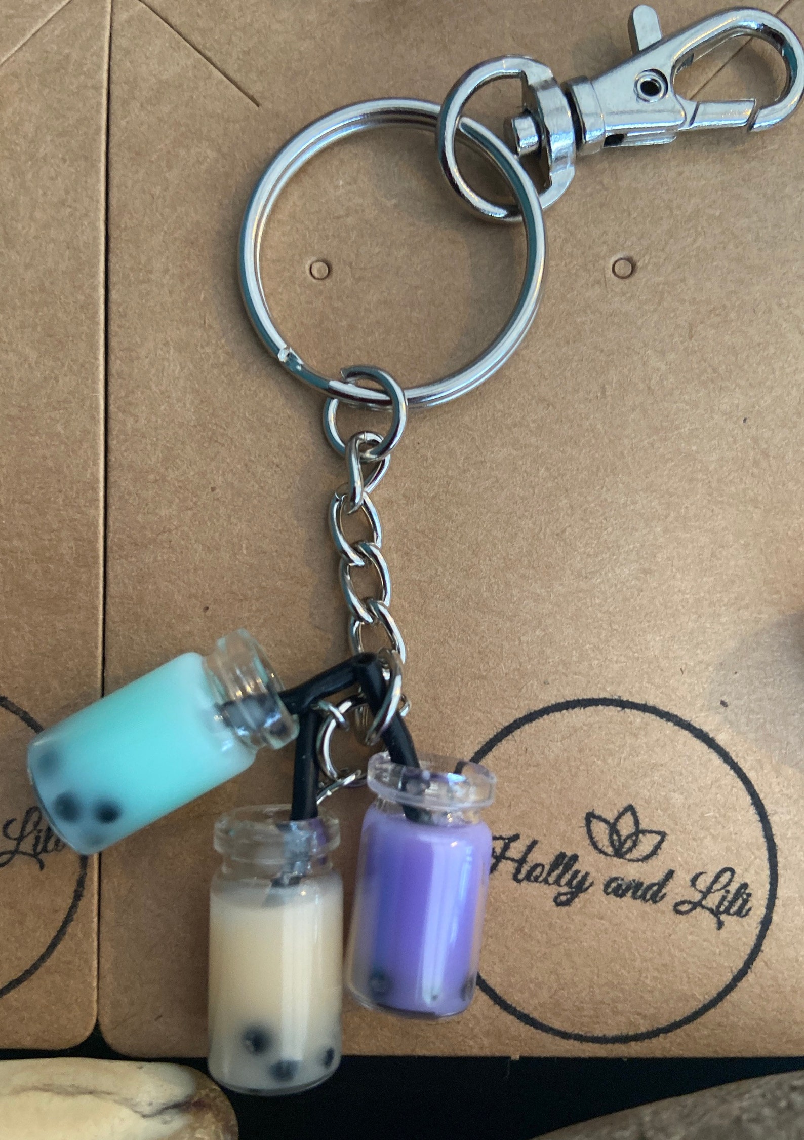 Bubble Tea Novelty Keyrings triple charm keyring with Hook Etsy