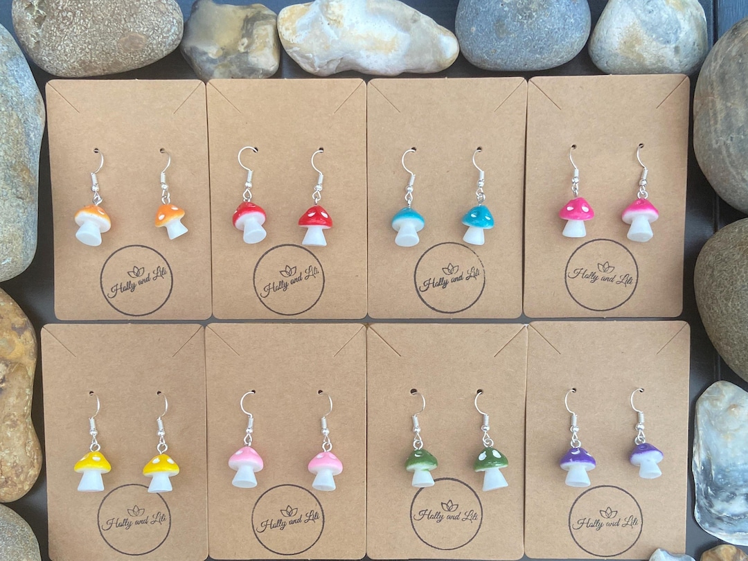Mini Mushroom Earrings, Shroom Earrings, Toadstool, Mushys