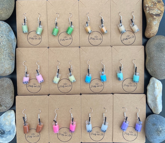 Milk Tea Boba Dangles Hypoallergenic Earrings for Sensitive Ears Made