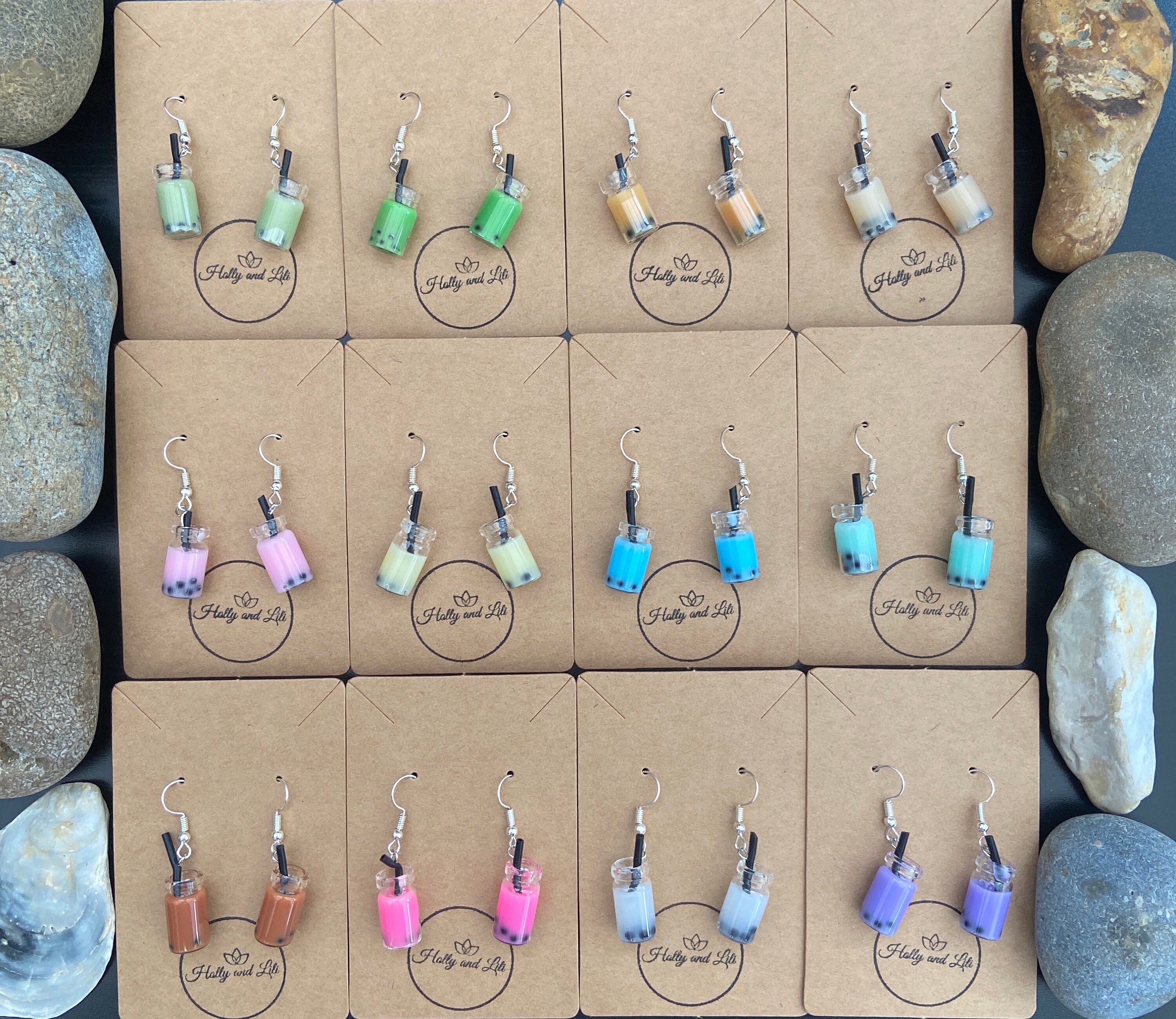 thumbnail image 2 of Purple Bubble Tea Necklace & Earring Set: Novelty Boba Jewelry 2 of 13