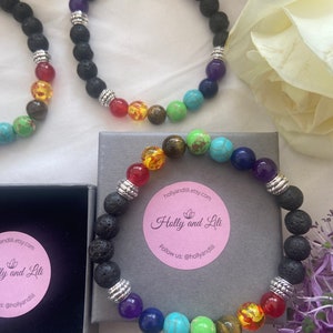 Bracciale di pietre preziose, Bracciale di cristallo Chakra, Bracciale curativo, Braccialetto ansia, Bracciale calmante, Pietre chakra, Bracciali 7 Chakra, Pietra