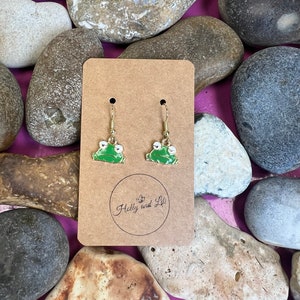 Frog Face Earrings, Green Frogs Earrings, Toad Personalised Earrings, Amphibian Earrings, Wild Frogs, Froggy Earring Hooks, Frog Hoops