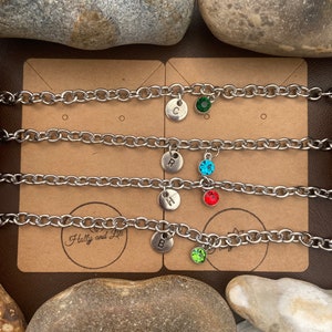 Alphabet Initial Bracelet, Birthstone Bracelet, Initial Bracelet, Initial Anklet, Initial Bracelet, Personalised Bracelet
