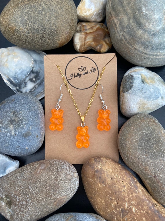 Orange and black necklace and earring set, women's large statement neck set  New | eBay
