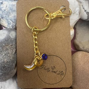 Banana Style Personalised Keychain, Bananas Keyring, Alphabet Initials, Birthstone Charm, Vegan Gifts, Banana Zipper, Fruit Gifts, Banana