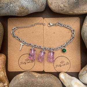 Gummy Bear Charm Bracelet: Initial & Birthstone Options