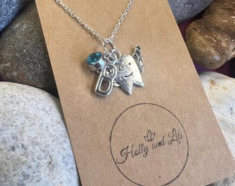 Collana Fatina Dei Denti Con Messaggio Inciso - Gioiello In Acciaio Inox Con Ali E Zirconia, Regalo Per Bambina, Figlia, Nipote