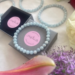 Pulsera de piedras preciosas de cristal de aguamarina, pulsera de cristal, tobillera de piedras preciosas, aguamarina, cristal relajante, cristal de ansiedad, pulsera curativa
