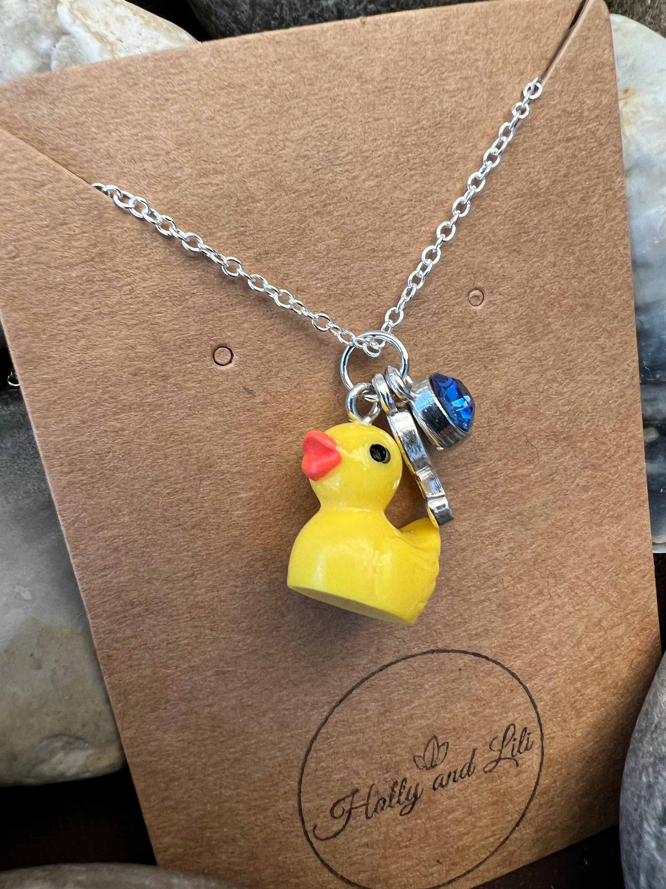 Mikovivi Collana con Ciondolo a Forma Anatra in Oro con Biglietto