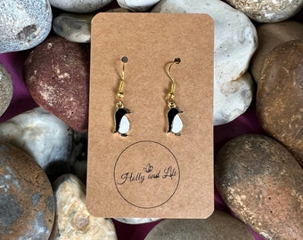 Penguin Dangle Earrings, Novelty Animal Hoops, Personalized Style Options