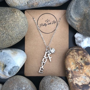Collar con colgante personalizado de letras de AMOR, Te quiero siempre, Iniciales del alfabeto, Colgante de piedra de nacimiento, Regalo de muestra de amor, Regalos de San Valentín