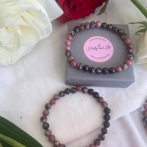 Rhodonite Crystal Gemstone Bracelet, Unconditional Love Crystal, Negative Barrier Gemstone, Self Love, Self Confidence Bracelet, Honesty