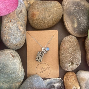 Dalmatian Jasper Agate Crystal Necklace, Alphabet Initial, Dalmatian Jasper Gemstone, Jasper Necklace, Dalmatian Jasper  Chain, Birthstone