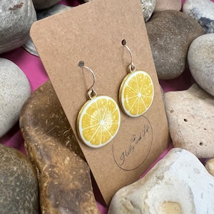 Fruit Style 925 Sterling Silver Lemon Earrings, 925 Fruits Earrings, Sterling silver 925 Earring, Novelty Fine Jewellery Fruits Gift, Lemons