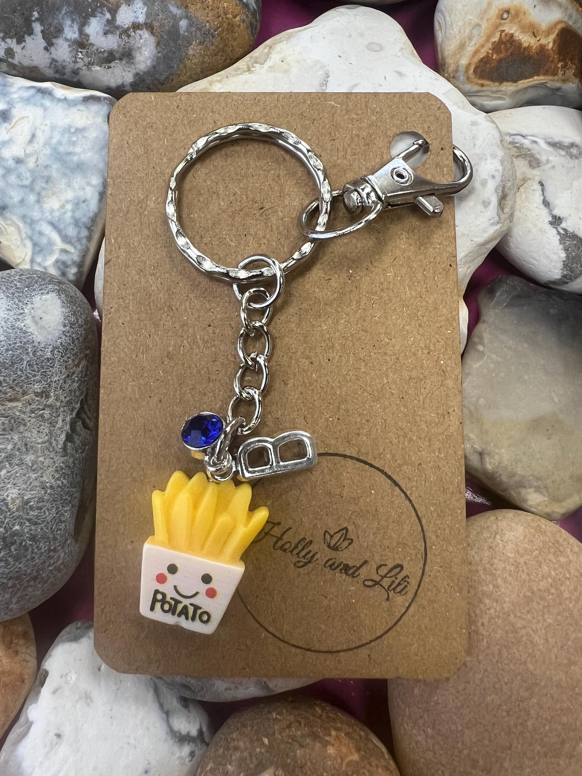 Portachiavi A Forma Di Patatine Fritte, Peluche Morbido Con Anello In Lega, Simpatico Regalo Per Coppia, Accessorio Per Borsa O Chiavi, 1 Pezzo
