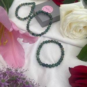 Moss Agate Crystal Gemstone Bracelet, Moss Agate Bracelet, Moss Agate Gemstones, Emotional Bracelet, Calming, Healing Crystal Bracelet Gift