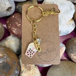 Bubble Tea Pink , Boba Personalised Keychain, Personalise Keyring Charm, Alphabet Initial,  Birthstone Charm, Novelty Zipper Chain Gift