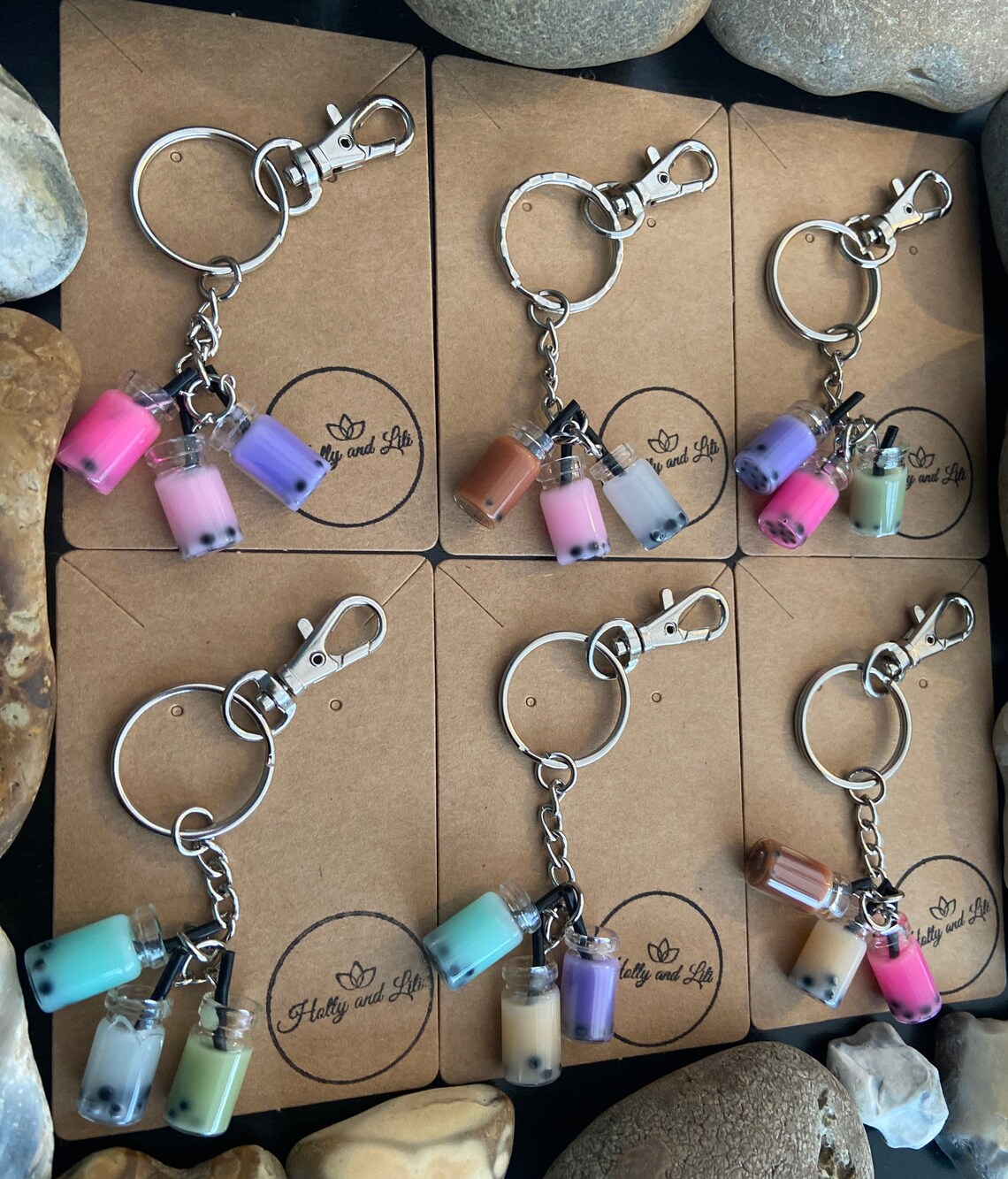 Bubble Tea Novelty Keyrings triple charm keyring with Hook Etsy
