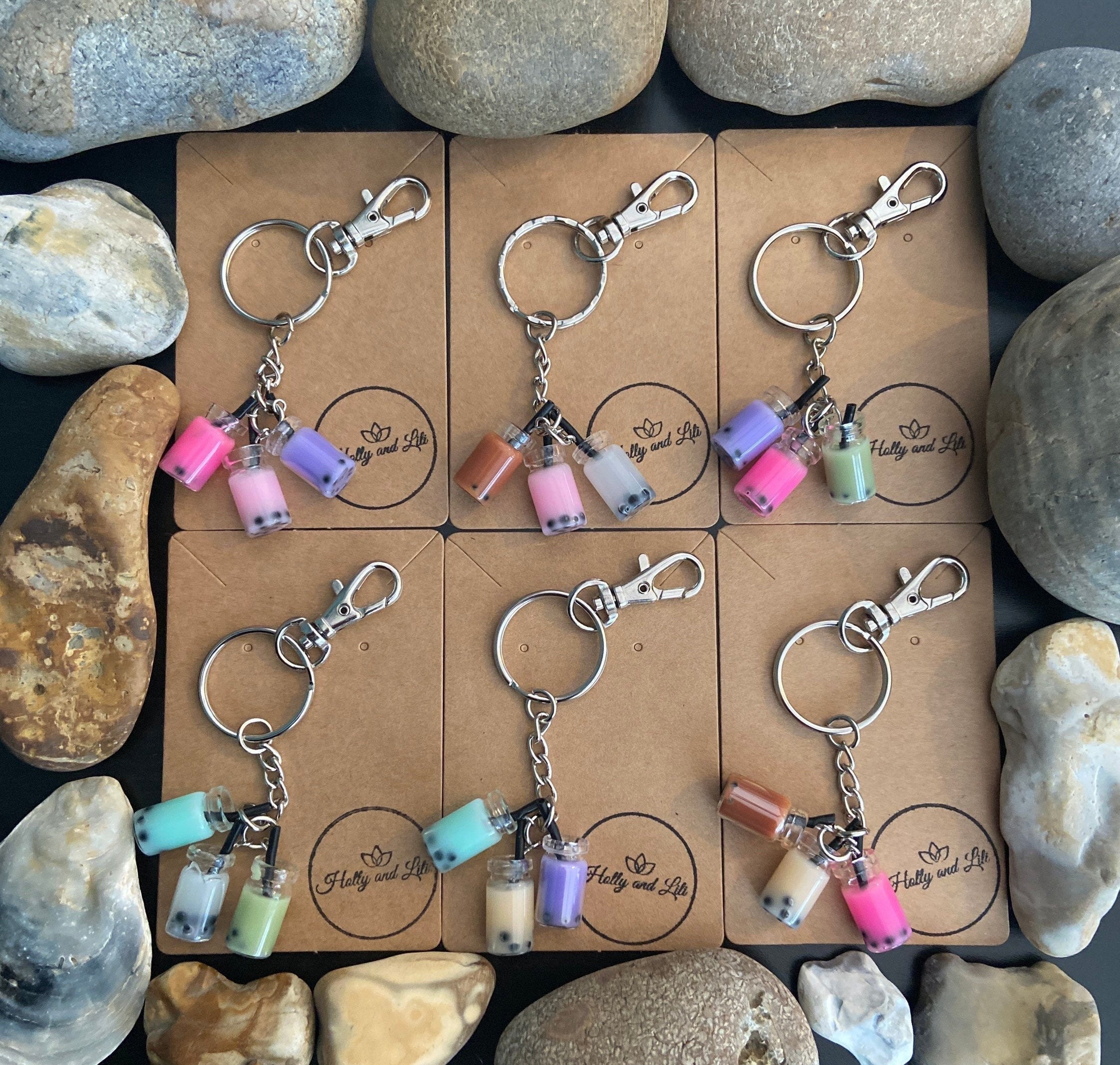 Bubble Tea Novelty Keyrings Triple Charm Keychain Etsy UK