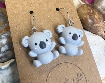 Koala Bear Dangle Earrings: Personalized Animal Jewelry