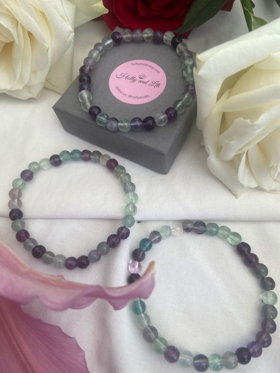 Fluorite Bracelet, Girlfriend Anniversary Gift for Wife - 8 inch*