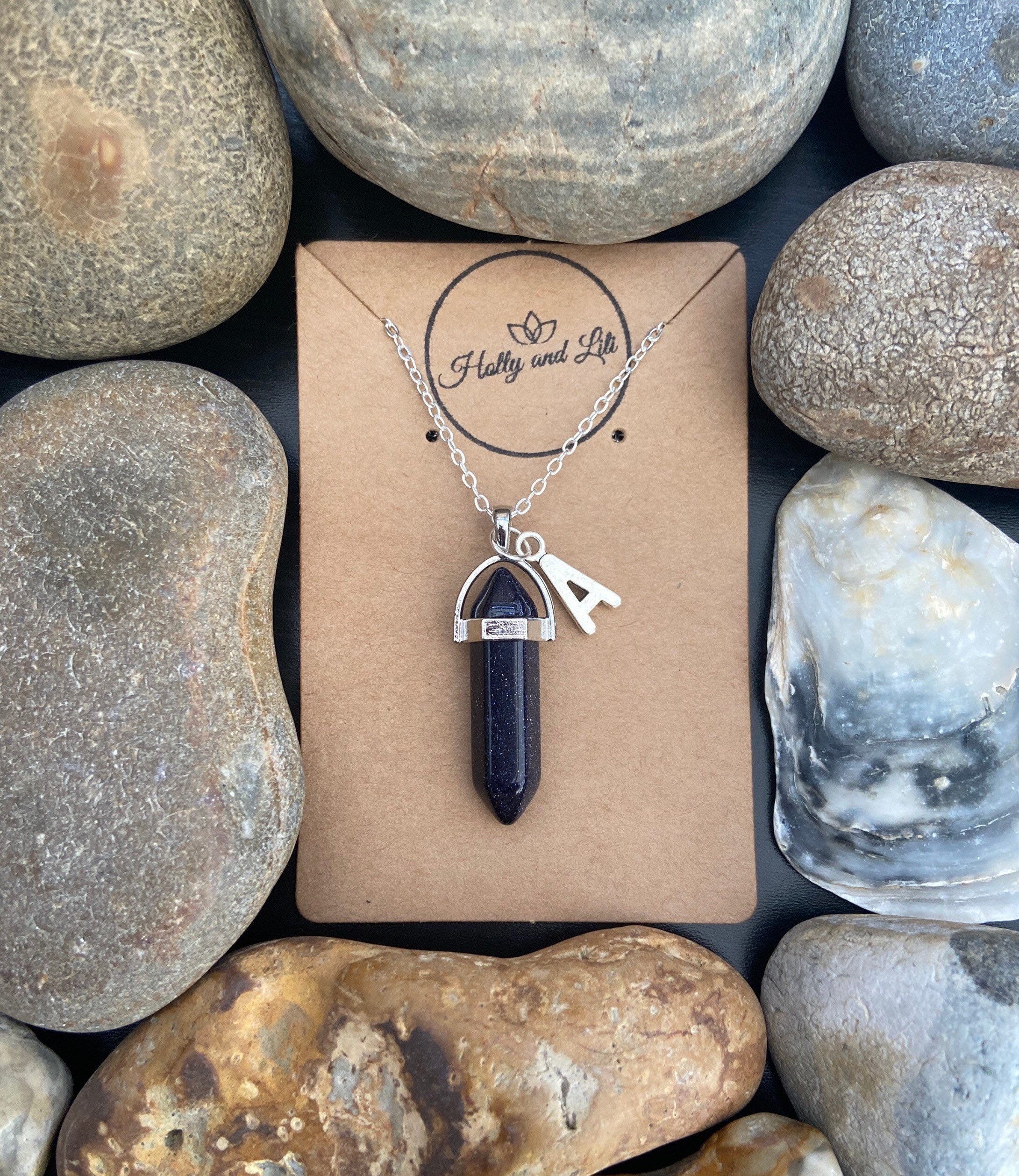 Collier Ancien Pendentif En Grès Flamme Et Pâte De Verre – Argent, Pierre Violette, Très Bon état
