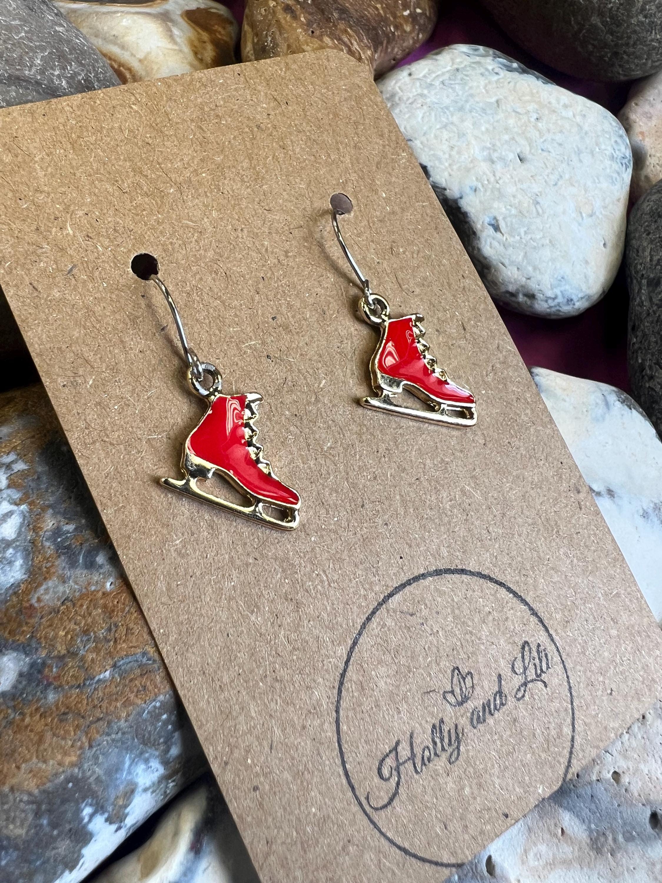 Ice Skater Earrings - Skate Lover Dangle Earrings, Figure Skating Jewelry Gift For Women & Girls