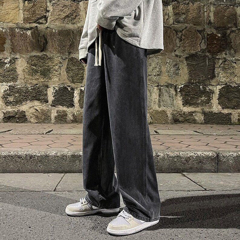 Men's Oversized Jeans Student Casual Pants High Street Etsy