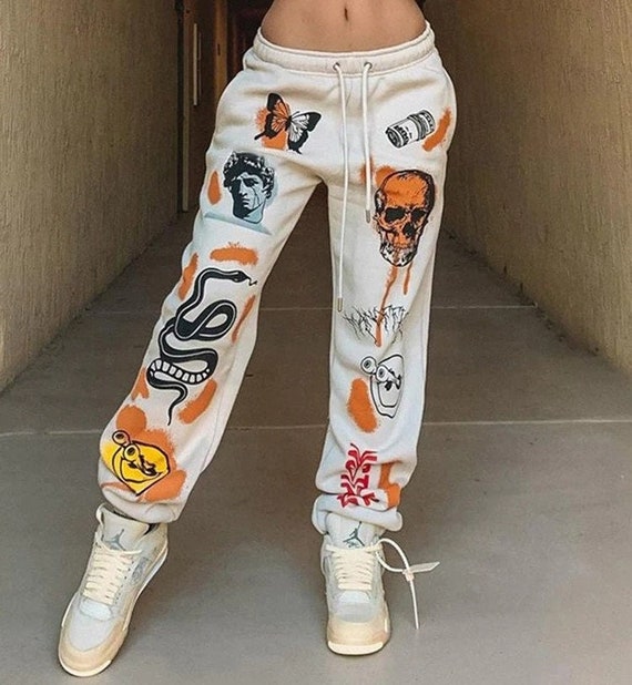 Women Sweat Pants Harajuku Cartoon Printed Trousers Joggers - Etsy Women Sweat Pants Harajuku Cartoon Printed Trousers Joggers - Etsy