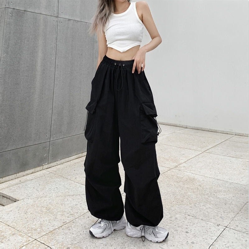 Y2K Baggy Cargo Pants Women Streetwear Harajuku Casual Solid - Etsy