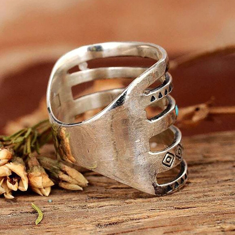Bohemia Stone Inlaid Finger Joint Ring for Women Antique Etsy