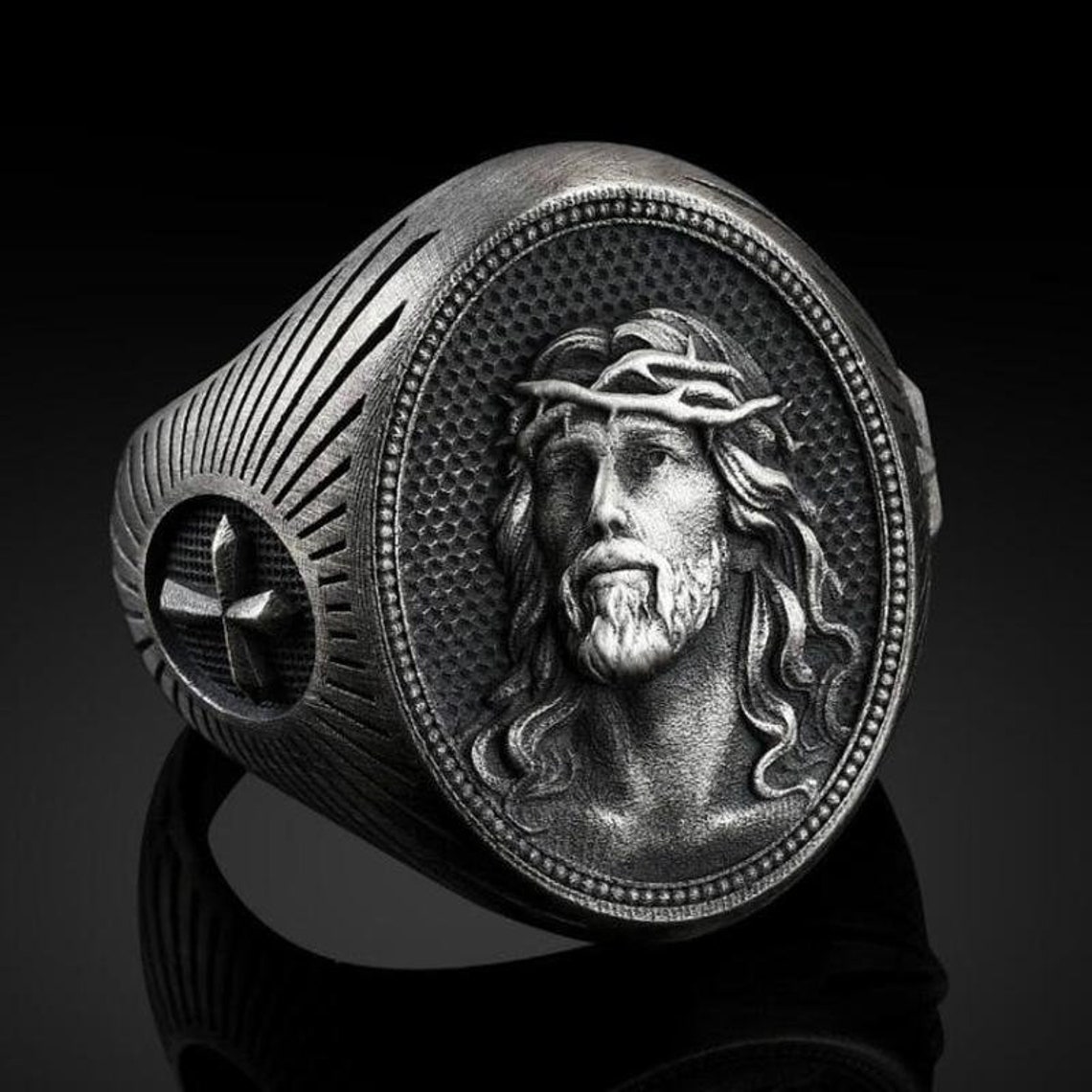 Zinc Alloy Jesus Ring Retro Personality Rustic Ring Coin - Etsy