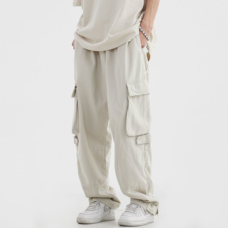 Cargo Pants for Men Hip Hop White Cargo Trousers Male Vintage - Etsy