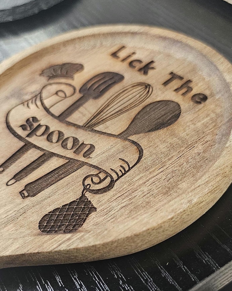 Spoon Grid Lick That Spoon- Engraved Wood Spoon Holder - Funny Kitchen Decor ...